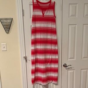 Talbots Red and White Striped Maxi Dress